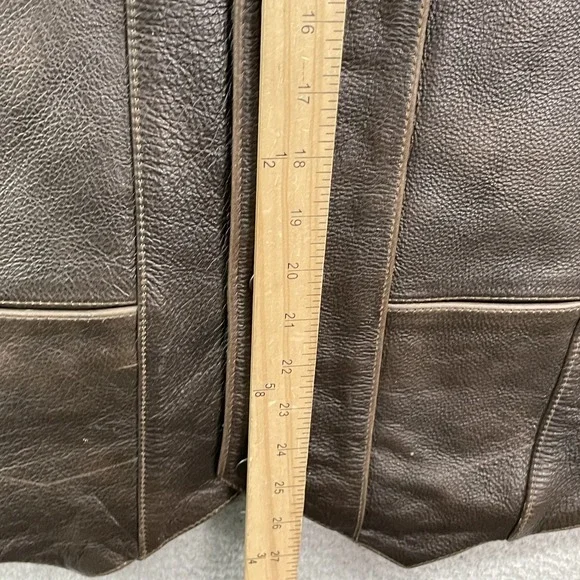 First Classics Leather Vest Men's XL Brown Moto Biker USA Y2K Grunge Western 90s - Picture 5 of 9